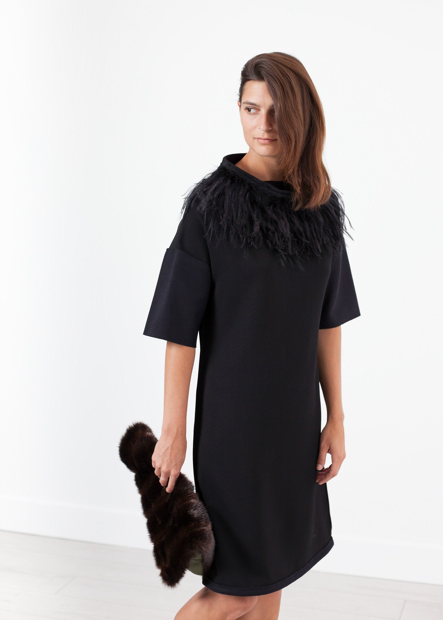 Ostrich Plume Dress in Black – Canvas