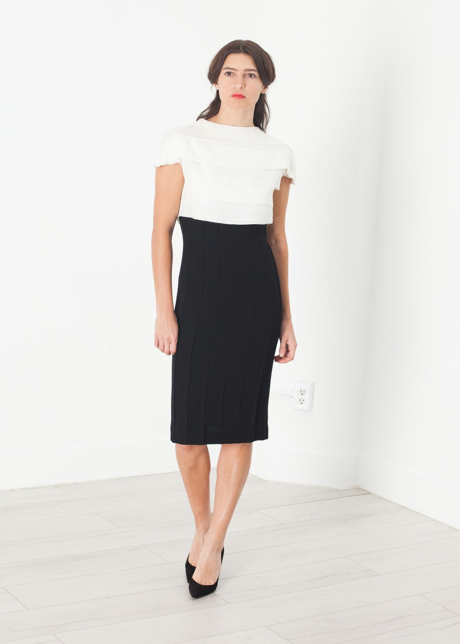 Layered Contrast Dress in Cream/Black – Canvas